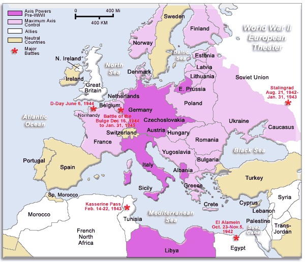 world war two europe map European Theater Map world war two europe map
