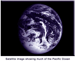 Satellite view of the Pacific Ocean